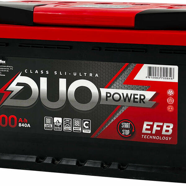 Аккумулятор DUO EFB 100 Ач 840 А обратная полярность