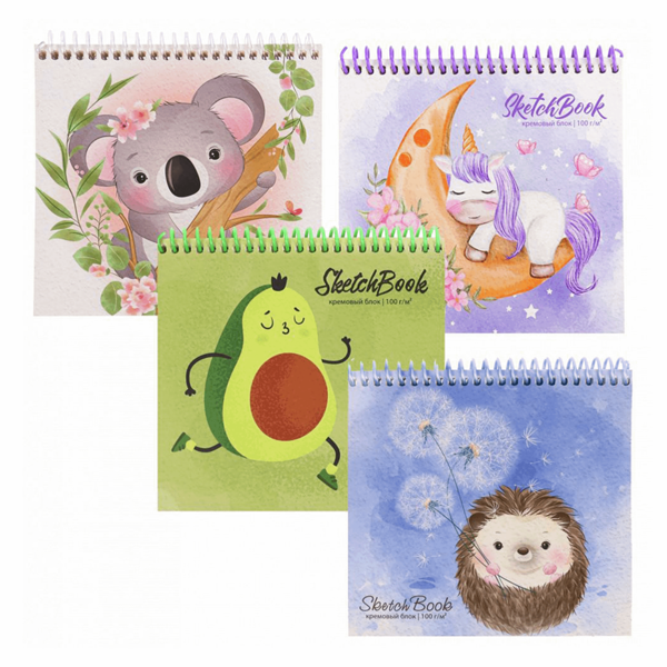 Скетчбук Проф-Пресс на спирали А6 40 листов, в ассортименте