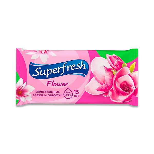 Салфетки Super Fresh Flower влажные 15 шт