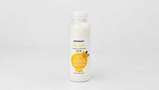 Йогурт питьевой с ананасом и апельсином без добавления сахара 2,5%