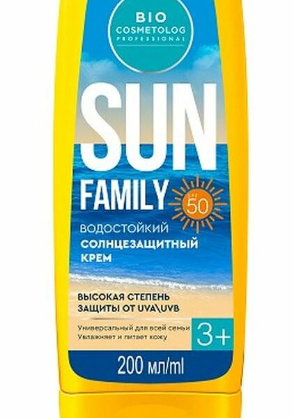 Крем Bio Cosmetolog Professional Sun Family Spf 50 водостойкий солнцезащитный 200мл