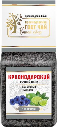 Чай черный Краснодарский ГОСТ Чай Ручной Сбор с бергамотом байховый, листовой, 100г
