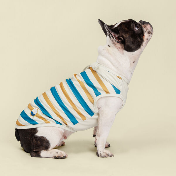 Майка песочно-синяя в полоску XL