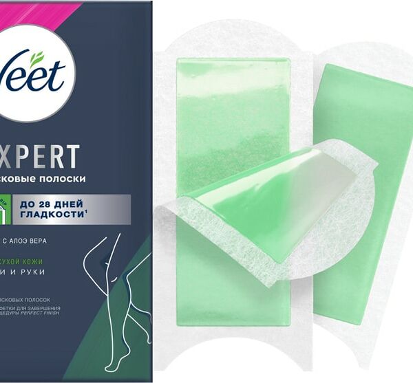 Полоски восковые для депиляции Veet Expert для сухой кожи 12шт