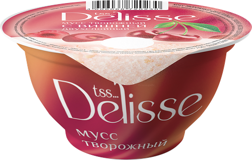Мусс творожный DELISSE двухслойный с вишней 2,5% без змж