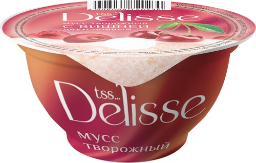 

Мусс творожный Delisse двухслойный с вишней 2,5% без змж 125 г