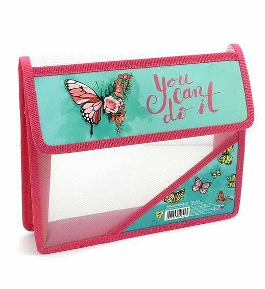 Папка для тетрадей Пчелка А5, на липучке, ПМ-А5-03, БАБОЧКА В ЦВЕТАХ 2023