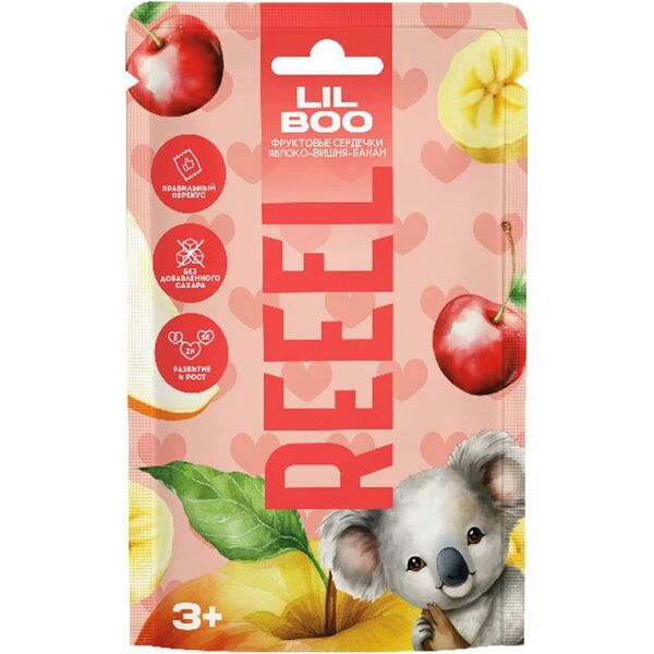 Мармелад REEEL ЯБЛОКО-ВИШНЯ-БАНАН фруктовый с витамином Е цинком и селеном для детей 15г