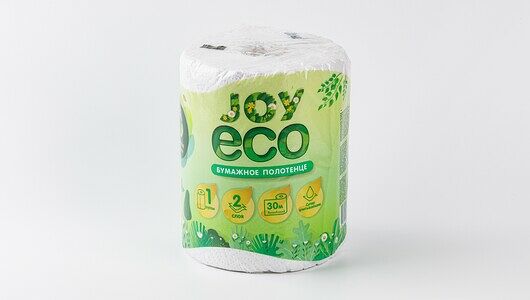 Полотенца бумажные белые 2 слоя 1 рулон, JoyEco