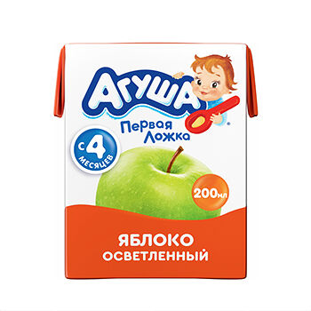 Детский яблочный сок Агуша 200мл, с 4 месяцев