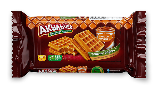 Вафли Акульчев Венские с вареной сгущенкой 100г