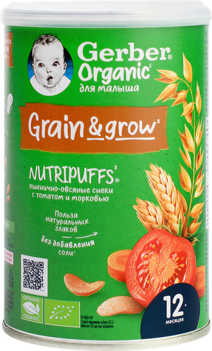 

Снеки GERBER Organic Nutripuffs Органические томат-морковь, 35 г