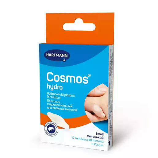 Пластырь гидроколлоидный Cosmos Hydro для влажных мозолей маленький 17 мм х 40 мм 6 шт