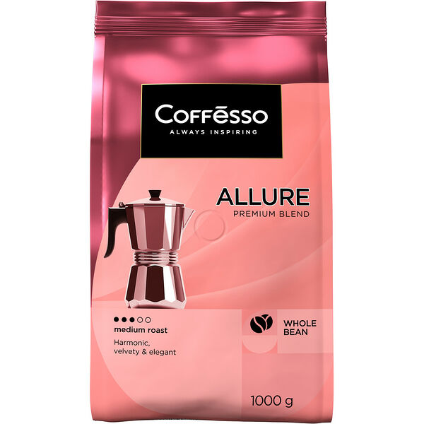 Кофе в зернах Coffesso Allure 1кг мягк упак
