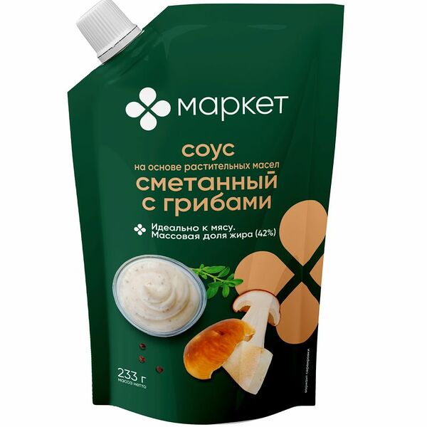 Соус сметанный с грибами на основе растительных масел 42% Маркет Перекрёсток, 242мл