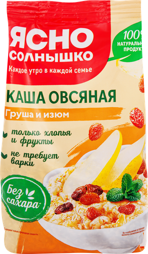 

Каша овсяная Ясно Солнышко с грушей и изюмом 300 г