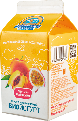 

Биойогурт Деревенское молочко персик-маракуйя 2.5% 450 г