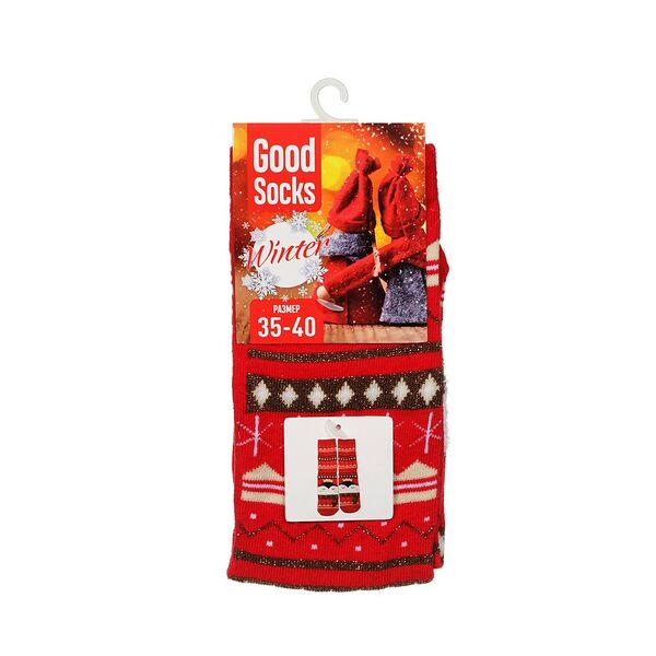 Женские носки Good Socks Winter Пингвин в короне Красный р.35-40