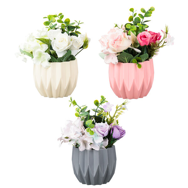 Ladecor цветочная композиция в керамическом кашпо, 3 цвета, 9х20 см