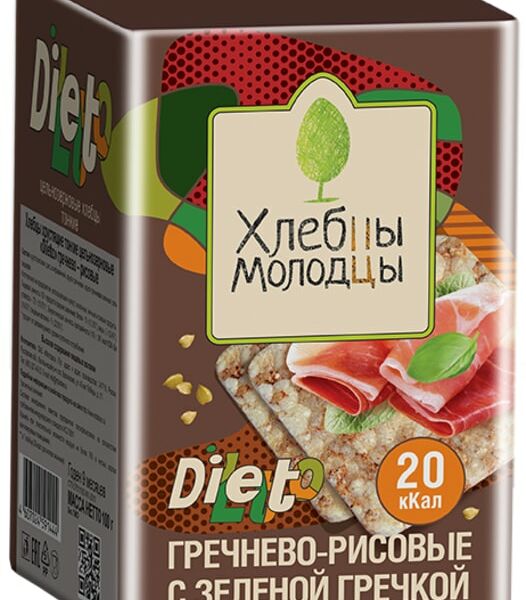 Хлебцы Хлебцы-Молодцы Diletto цельнозерновые гречнево-рисовые 100г