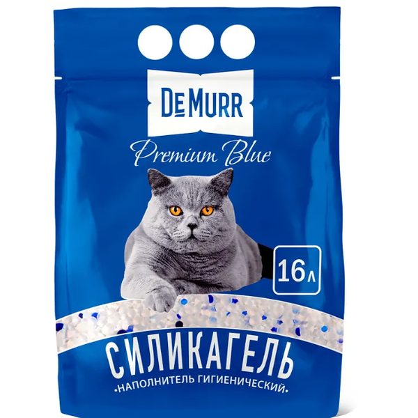 DeMurr Premium Blue наполнитель силикагелевый с синими гранулами круглый 16л, 6.8кг