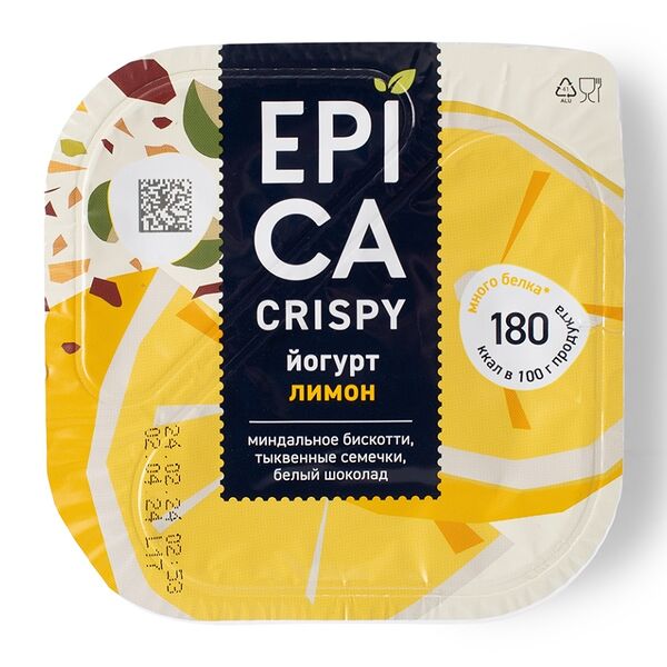 Йогурт Crispy (Криспи) Лимон 8,6% ТМ Epica (Эпика) 140 г