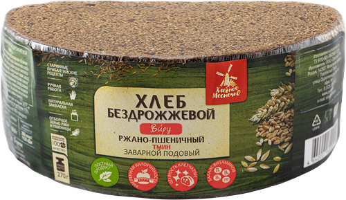 Хлеб Хлебное Местечко Виру подовый ржано-пшеничный бездрожжевой нарезка
