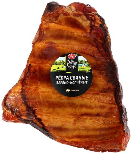 Ребра Родные места свиные копчено-вареные вес до 400 г