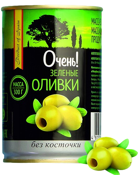 Оливки зеленые б/косточек Очень! 300г