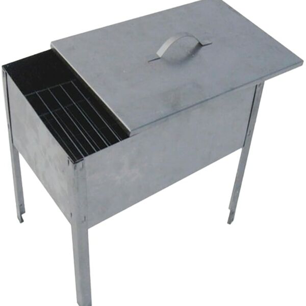 Мангал-коптильня Домашний Сундук разборный + шампуры 37см*6шт