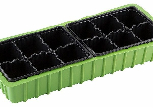 Мини-парник с крышкой АГРОФЛОРАПАК 12 ячеек (2 вставки по 6 ячеек), Арт. 183909