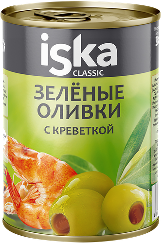 

Оливки Iska Classic зеленые с креветкой 300 мл