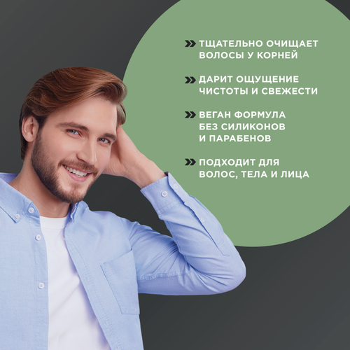 

Шампунь мужской Шаума для волос, тела и лица 3 в 1 глубокое очищение 360 мл