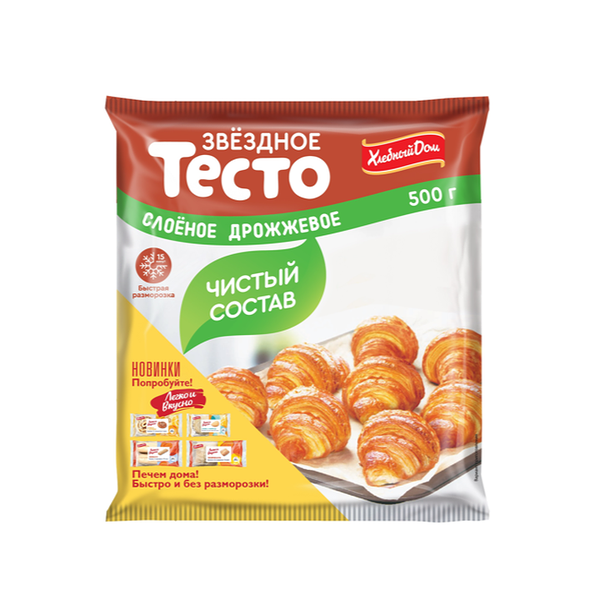 Тесто слоеное Хлебный дом Звездное дрожжевое замороженное 500 г