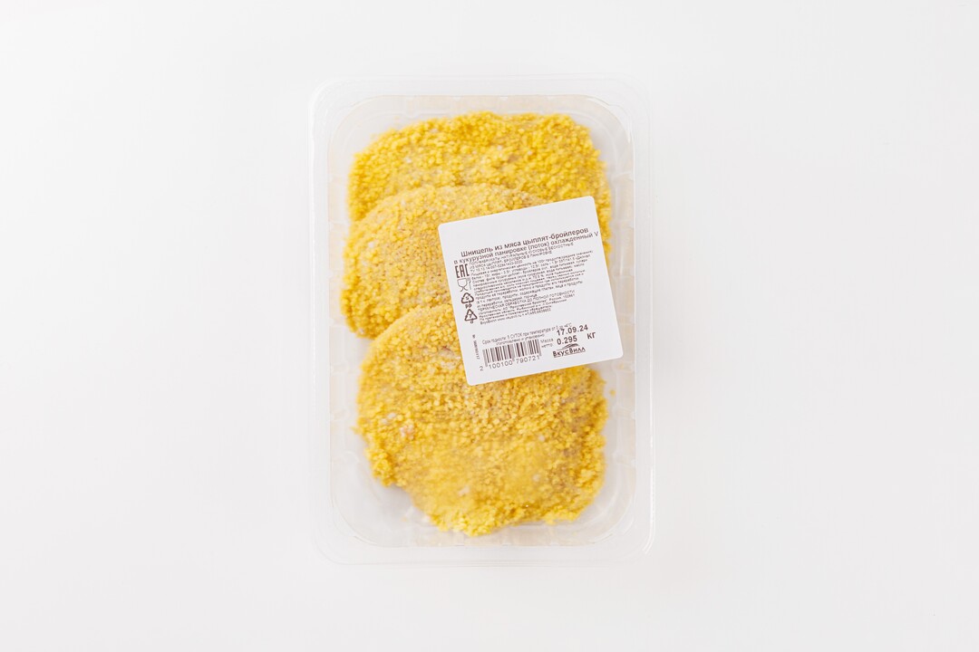 

Шницель из мяса цыплят-бройлеров в кукурузной панировке, 295 г