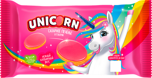 

Печенье сахарное Unicorn в глазури Клубника 105 г
