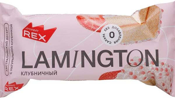 Пирожное протеиновое ProteinRex Lamington клубничное 50г