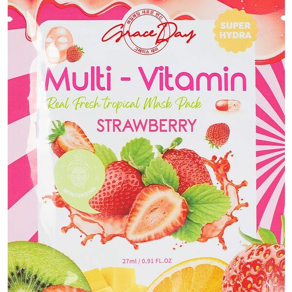 Маска тканевая Grace Day Multi-Vitamin Strawberry Mask с экстрактом клубники, 27 мл