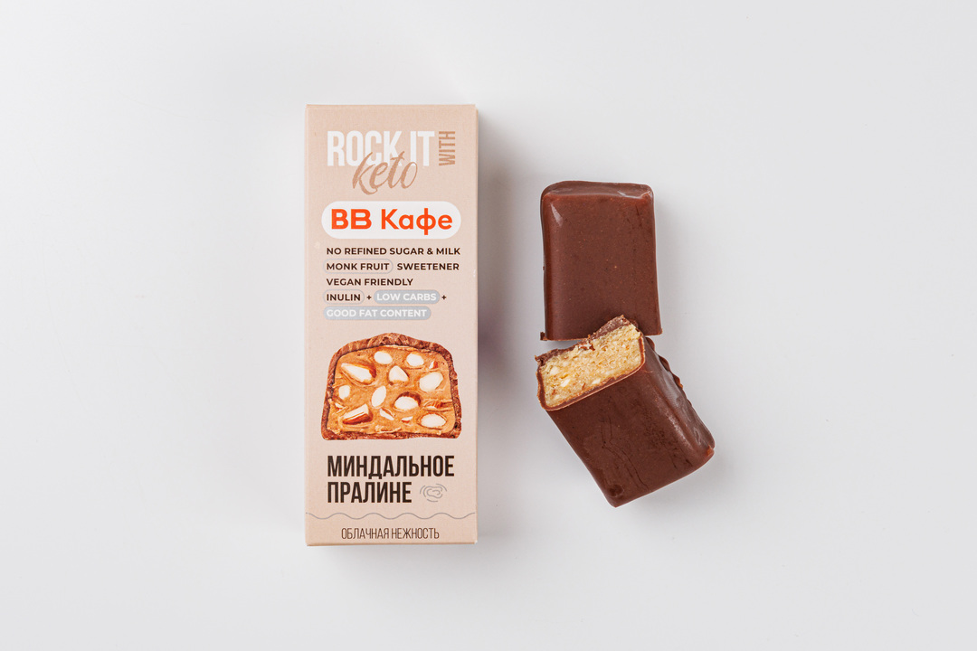 

Батончик низкоуглеводный Миндальное пралине, кафе