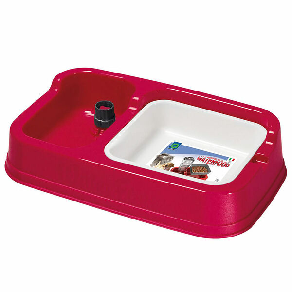 Миска для кошек и собак с автопоилкой 34х20,5см красная