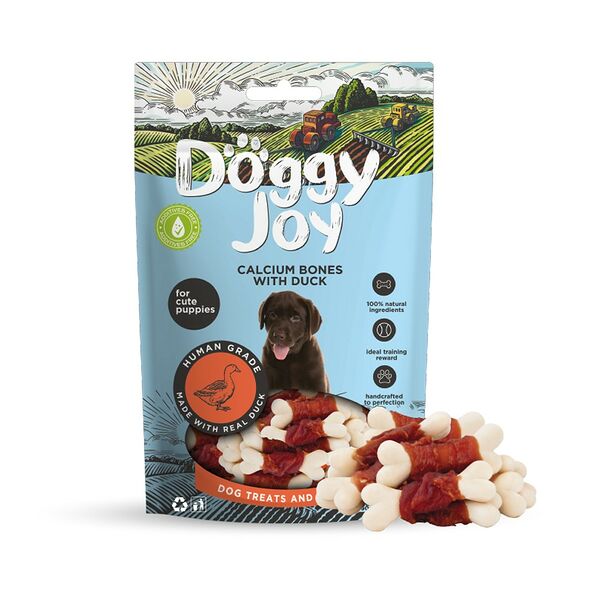 Лакомство для щенков Doggy Joy Кальциевые косточки с уткой 90 г