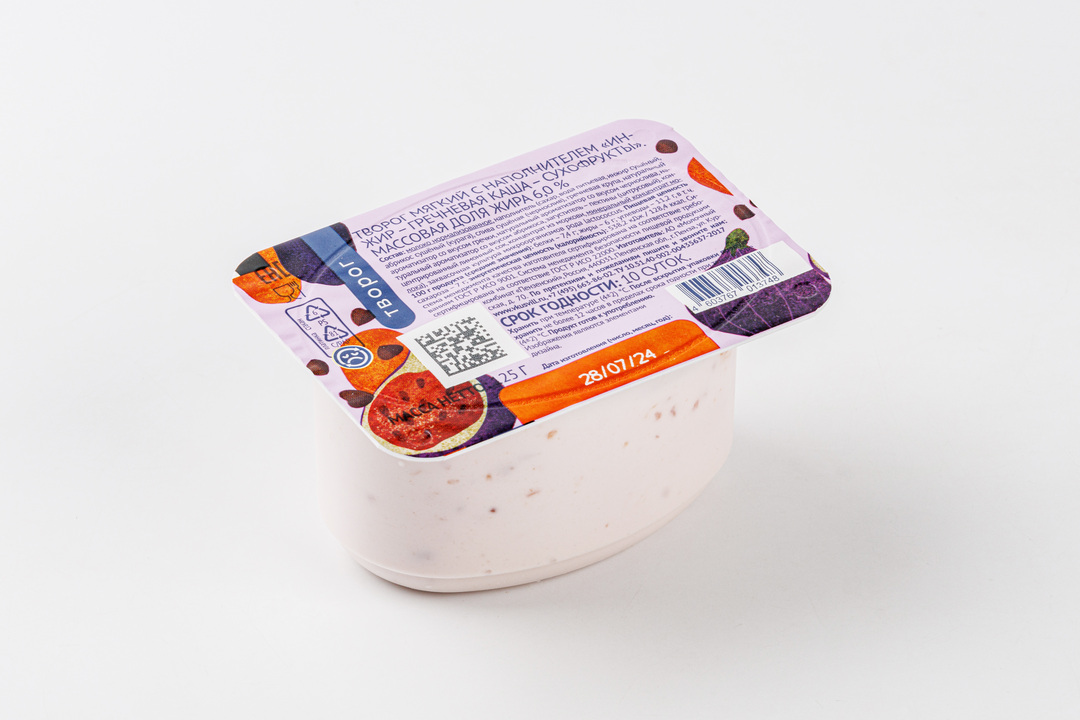

Творог мягкий ВкусВилл инжир-гречневая каша-сухофрукты, 125г
