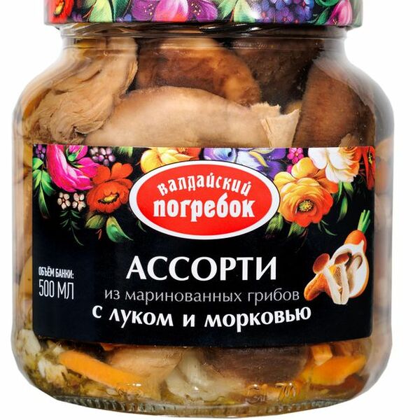 Ассорти грибное маринованное Валдайский Погребок с луком и морковью