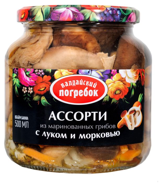 

Ассорти грибное маринованное Валдайский погребок с луком и морковью 500 мл