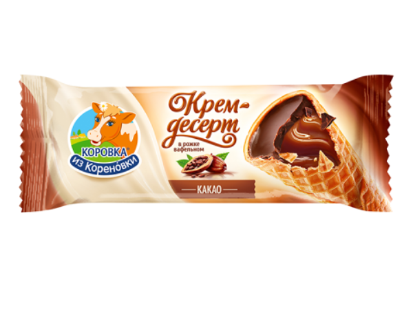 Крем-десерт Коровка из Кореновки Рожок вафельный какао 25% 40г