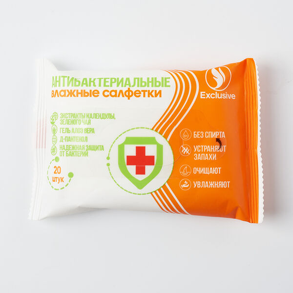 Салфетки влажные Антибактериальные, 20 шт._РП