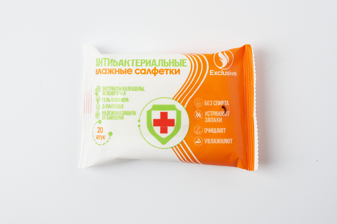 

Салфетки влажные Антибактериальные, 20 шт._РП