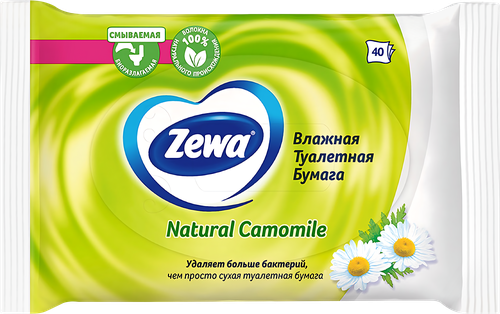 

Влажная туалетная бумага Zewa Ромашка 40 шт.