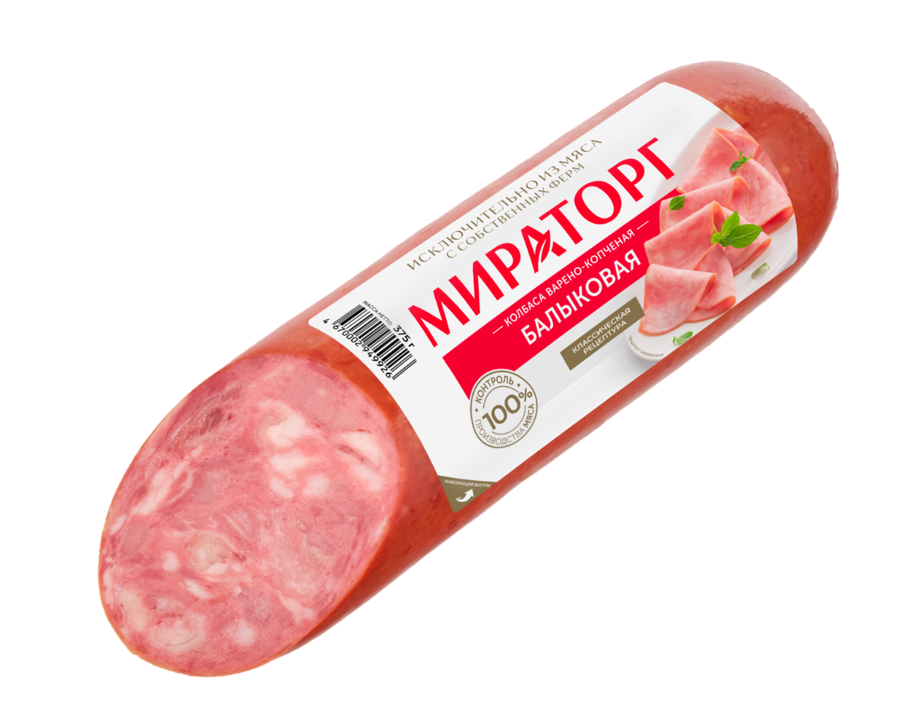 

Колбаса варёно-копчёная Мираторг Балыковая 375 г