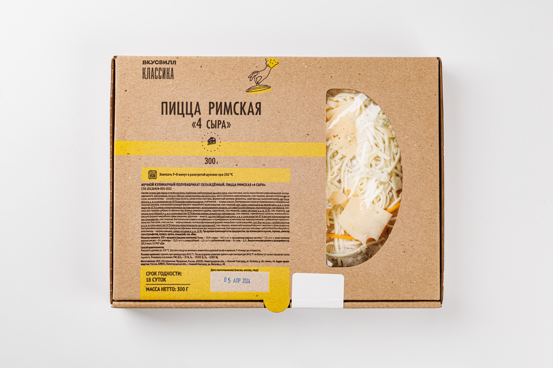 

Пицца римская 4 сыра охлажденная 300 г